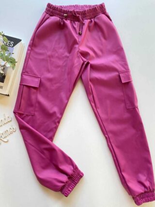 Calça Jogger Feminina Couro Eco Fúcsia Fernanda Ramos Store