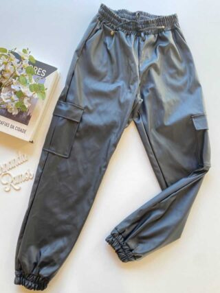 Calça Jogger Feminina Couro Eco Preto Fernanda Ramos Store