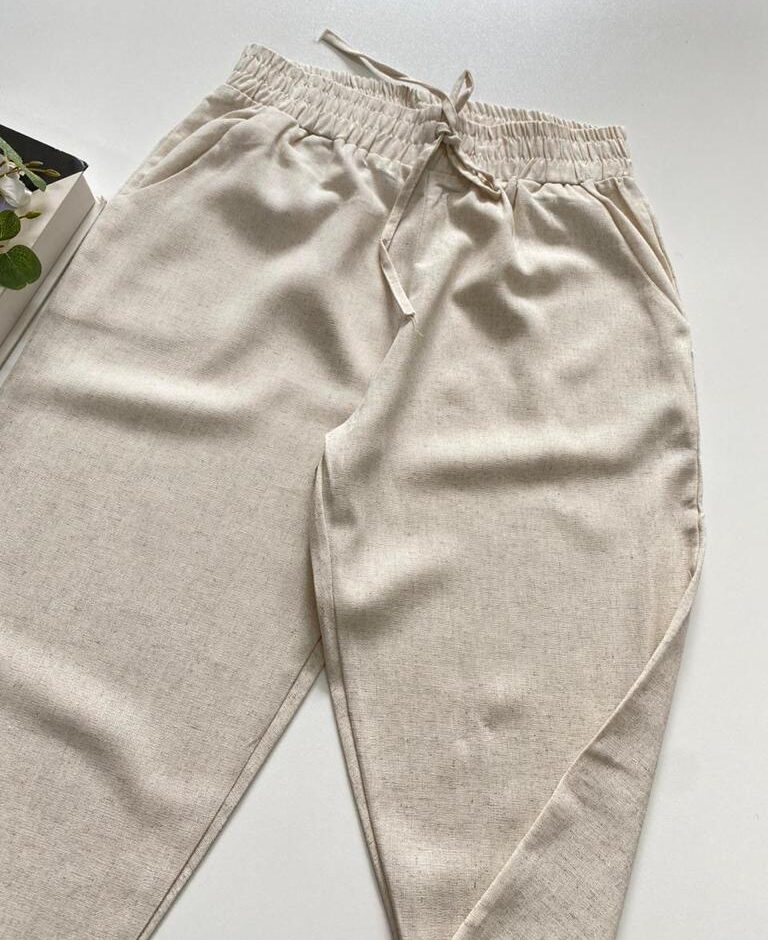 Calça Jogger Bege de Viscolinho - Fernanda Ramos Store