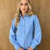 fernandaramosstore com br camisa feminina manga longa botoes dourados azul 5