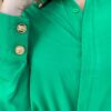 Camisa Feminina Manga Longa Detalhes Dourado Verde - Fernanda Ramos Store