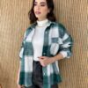 Camisa Feminina Manga Longa Flanelada Xadrez Verde - Fernanda Ramos Store