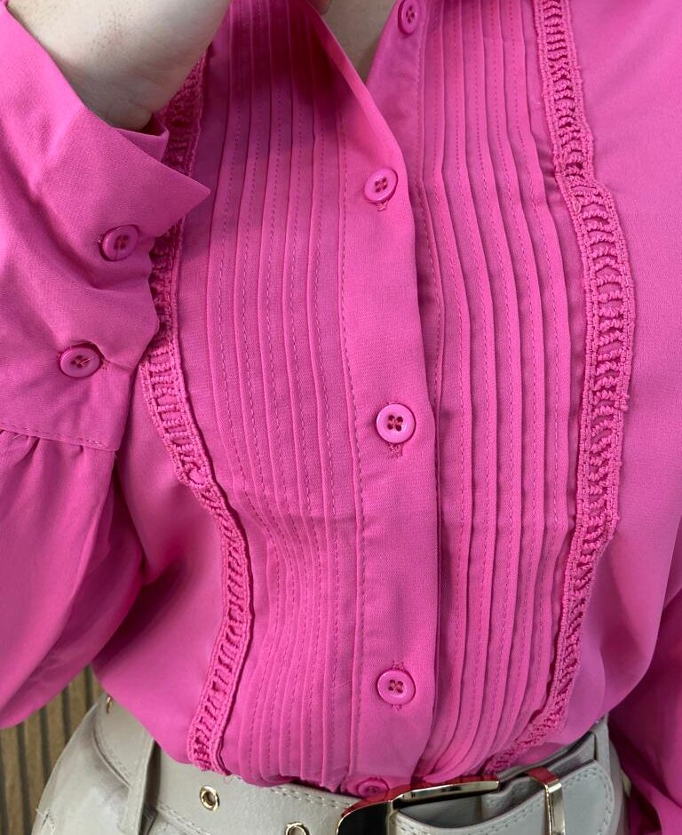 Camisa Feminina Manga Longa Leticia Rosa - Fernanda Ramos Store