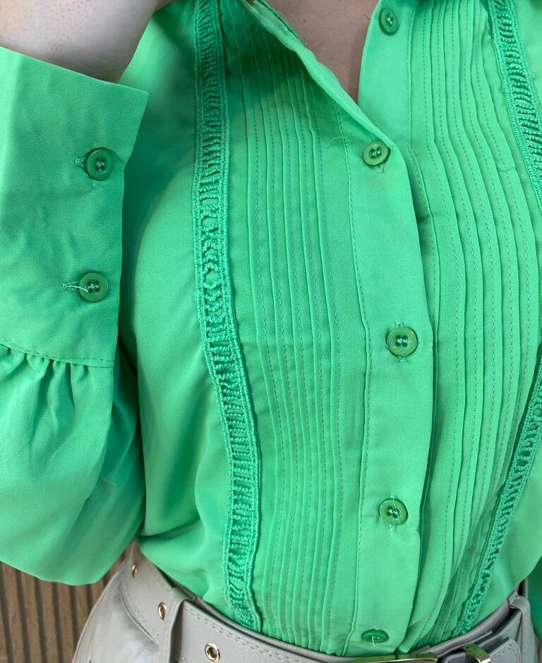 Camisa Feminina Manga Longa Leticia Verde - Fernanda Ramos Store