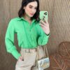 Camisa Feminina Manga Longa Leticia Verde Fernanda Ramos Store