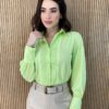 Camisa Feminina Manga Longa Leticia Verde Lima - Fernanda Ramos Store