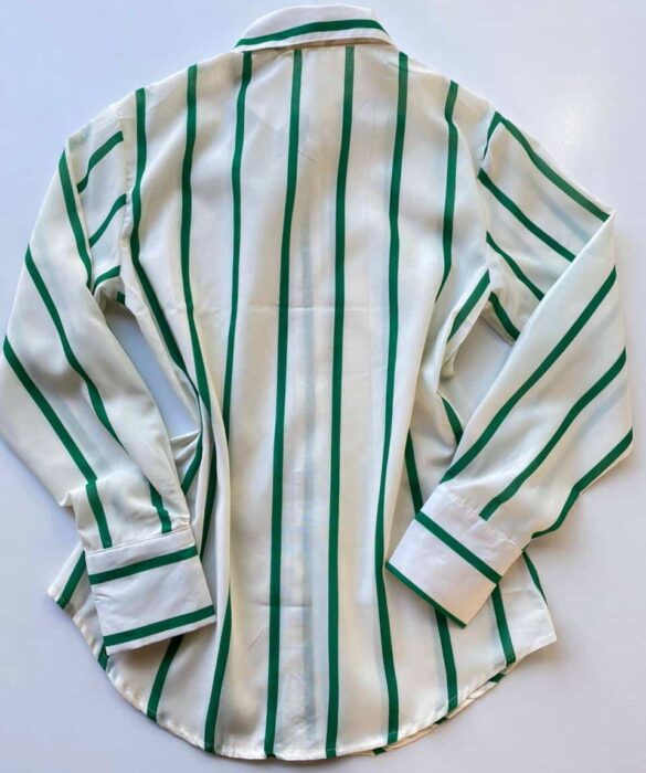 Camisa Feminina Manga Longa Listras Verde - Fernanda Ramos Store