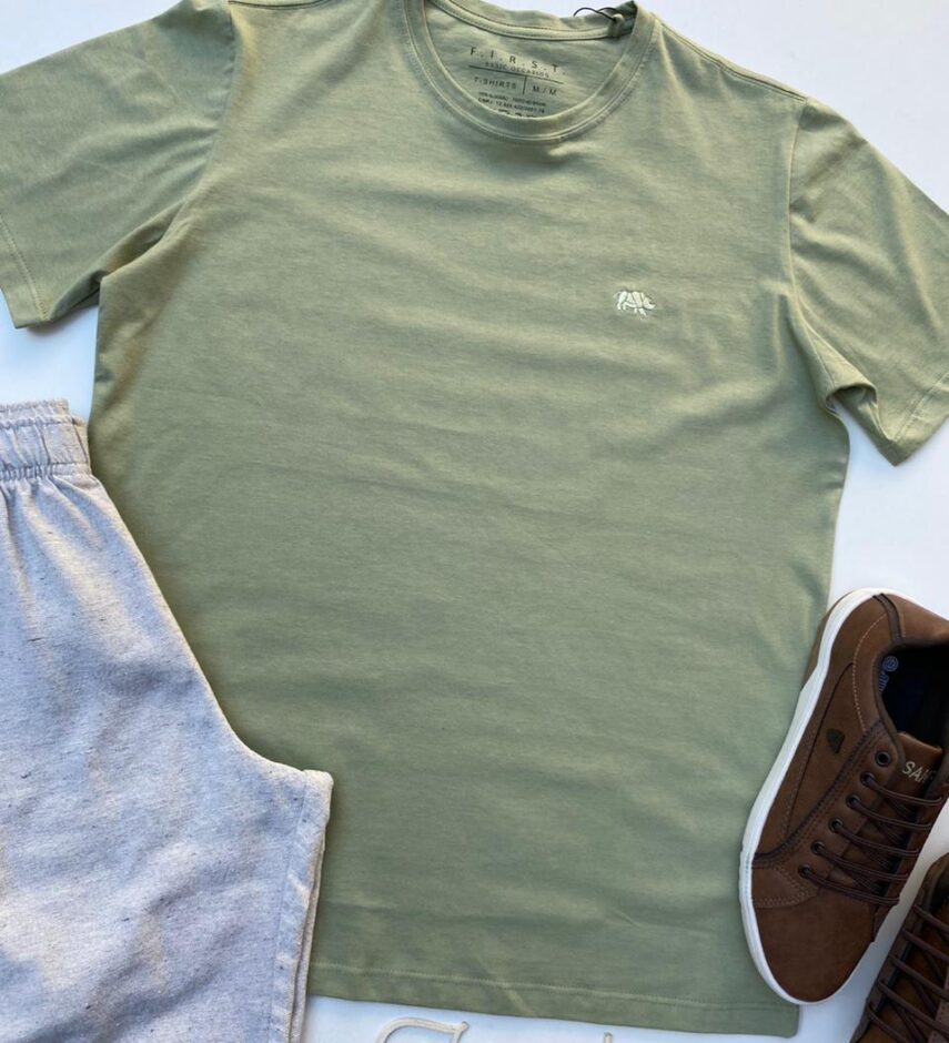Camiseta Masculina Basic Ocass Verde Oliva - Fernanda Ramos Store