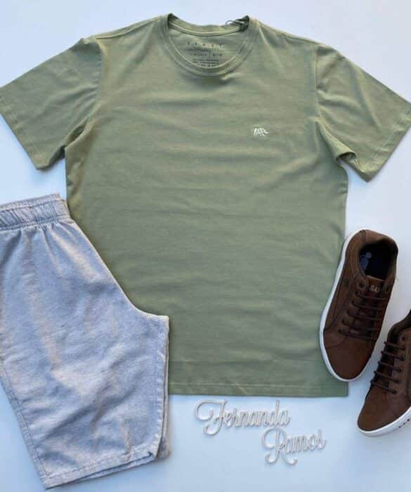 Camiseta Masculina Basic Ocass Verde Oliva - Fernanda Ramos Store