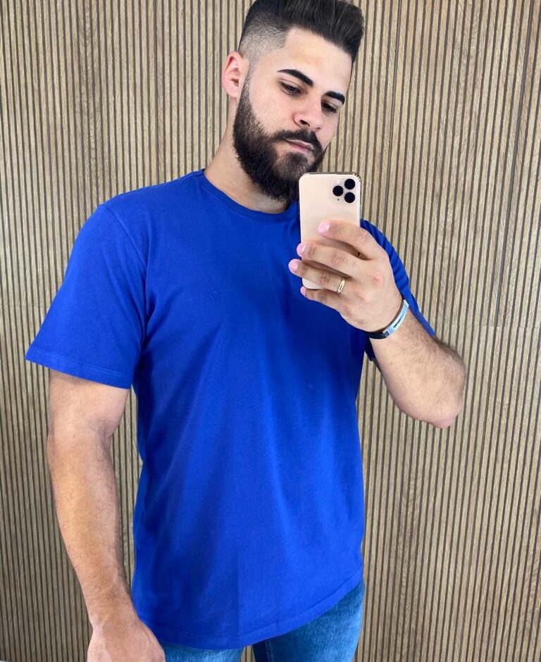 Camiseta Masculina Ogochi Básica Slim Azul 3953 - Fernanda Ramos Store
