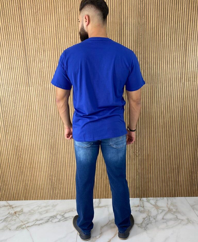 Camiseta Masculina Ogochi Básica Slim Azul 3953 - Fernanda Ramos Store