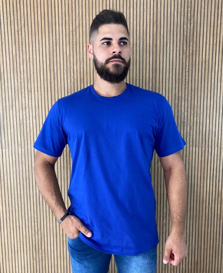 Camiseta Masculina Ogochi Básica Slim Azul 3953 - Fernanda Ramos Store