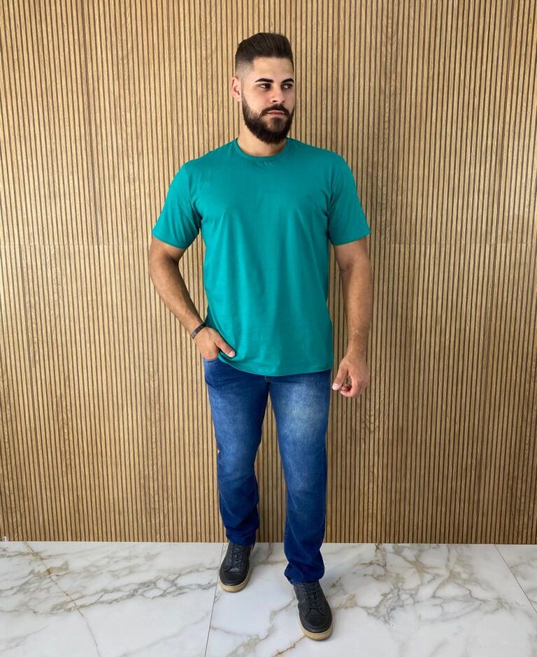 Camiseta Masculina Ogochi Básica Slim Verde 5424 - Fernanda Ramos Store