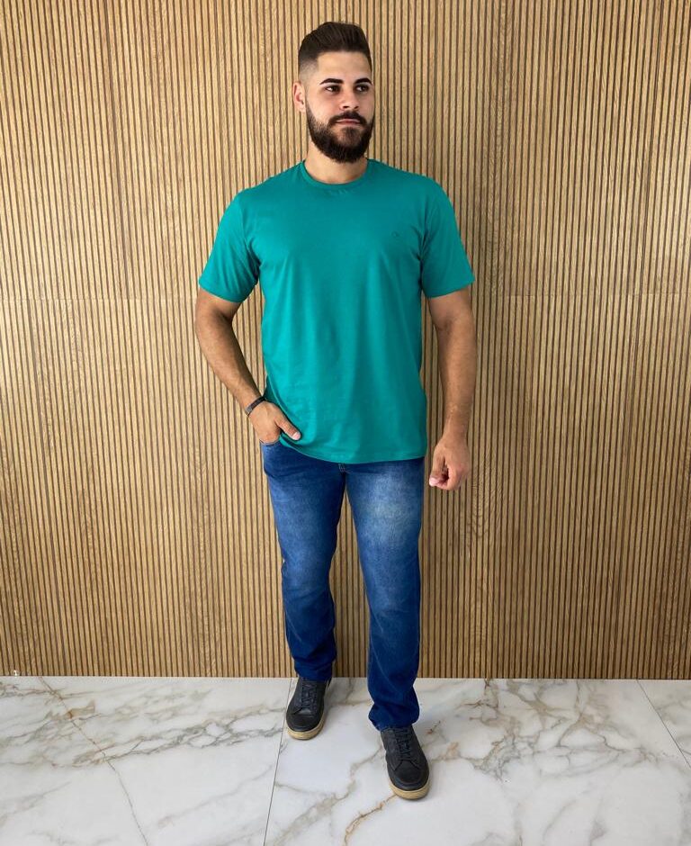 Camiseta Masculina Ogochi Básica Slim Verde 5424 - Fernanda Ramos Store