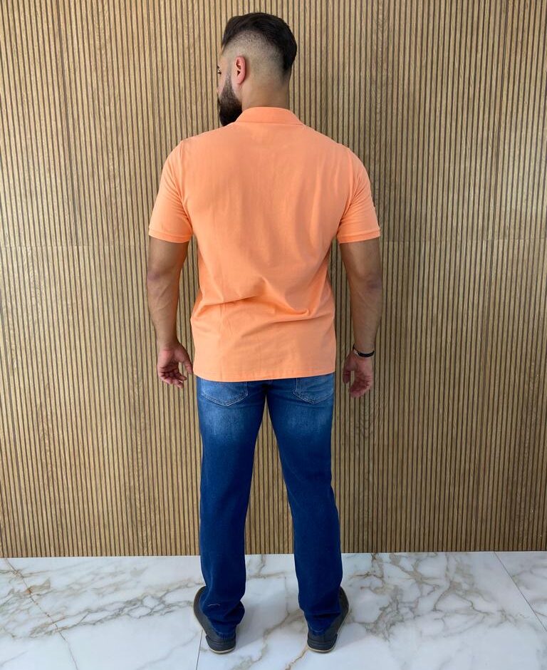Camiseta Polo Essencial Slim Ogochi Laranja 1442 - Fernanda Ramos Store