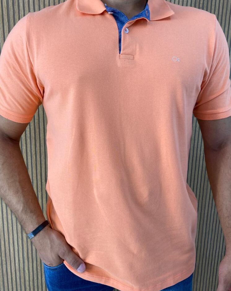 Camiseta Polo Essencial Slim Ogochi Laranja 1442 - Fernanda Ramos Store