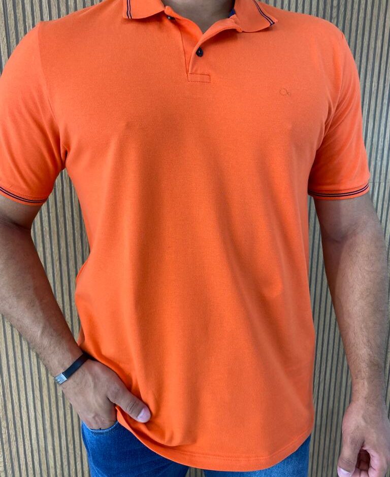Camiseta Polo Essencial Slim Ogochi Laranja 1461 - Fernanda Ramos Store