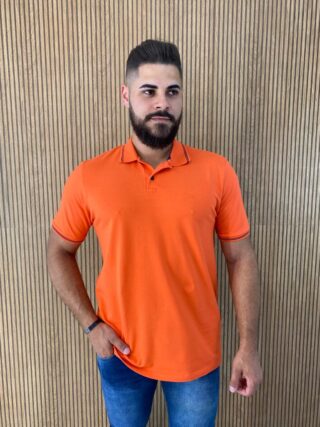 Camiseta Polo Essencial Slim Ogochi Laranja 1461 - Fernanda Ramos Store