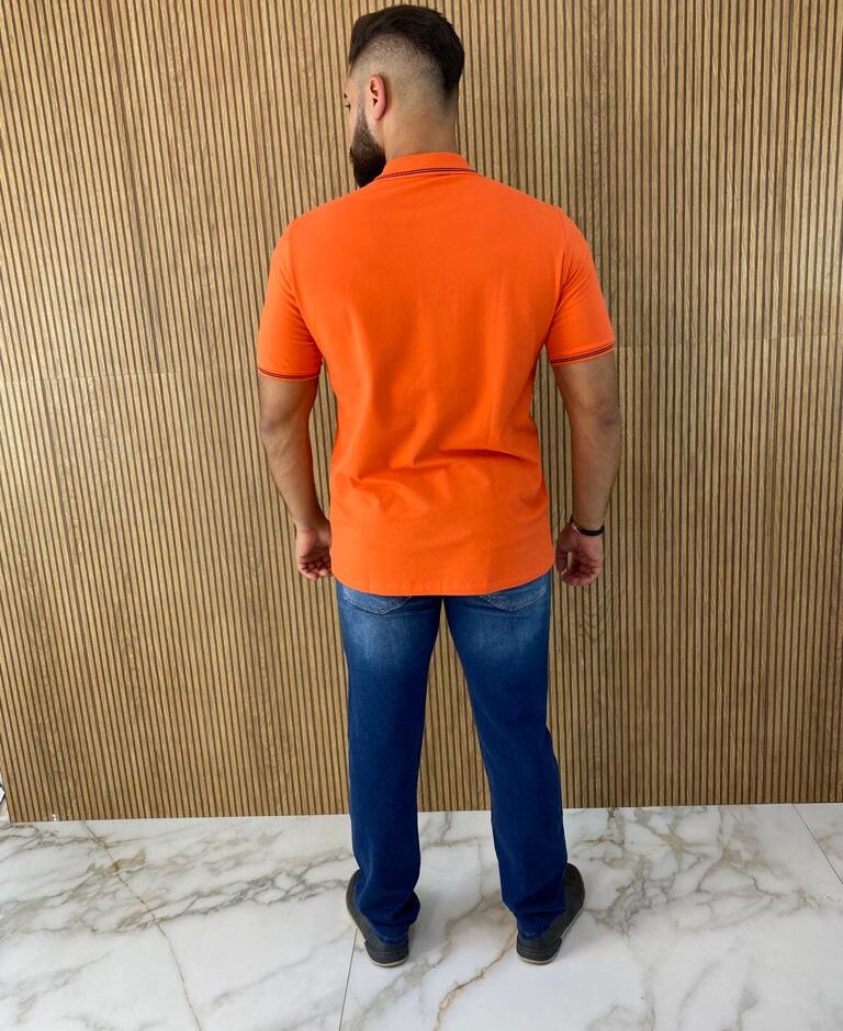 Camiseta Polo Essencial Slim Ogochi Laranja 1461 - Fernanda Ramos Store