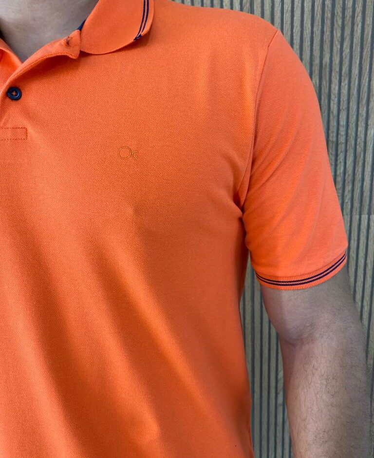 Camiseta Polo Essencial Slim Ogochi Laranja 1461 - Fernanda Ramos Store