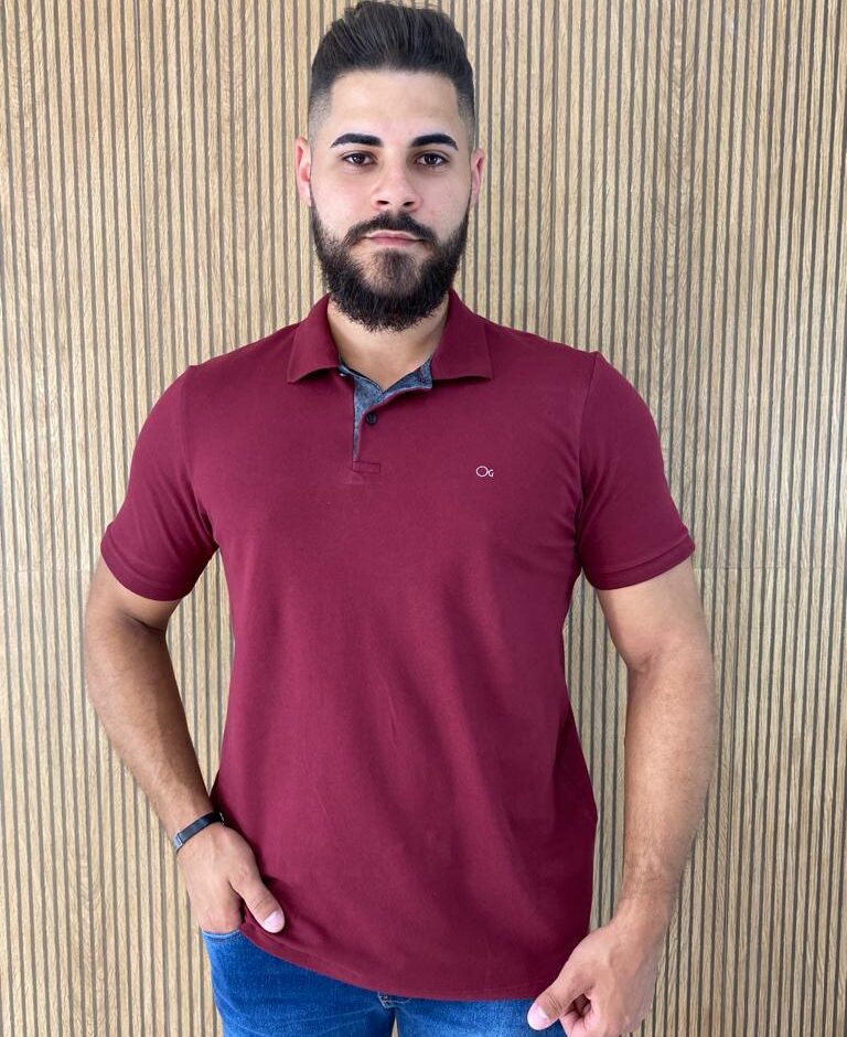 Camiseta Polo Essencial Slim Ogochi Marsala 1724 Fernanda Ramos Store