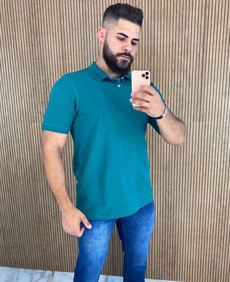 Camiseta Polo Essencial Slim Ogochi Verde 5413 - Fernanda Ramos Store