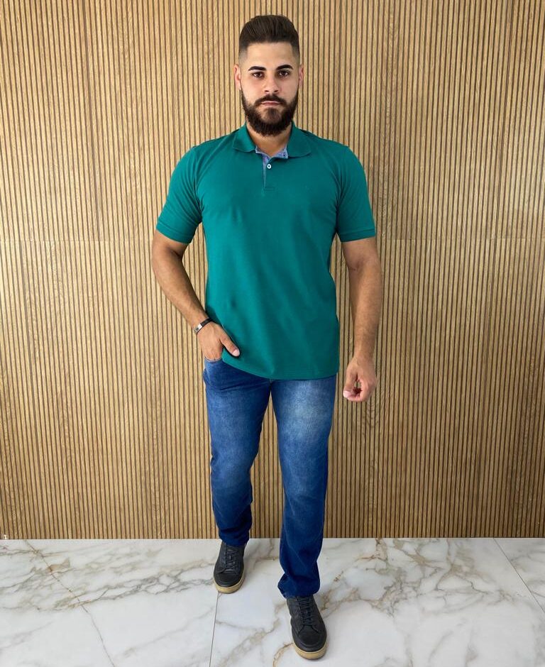 Camiseta Polo Essencial Slim Ogochi Verde 5413 - Fernanda Ramos Store