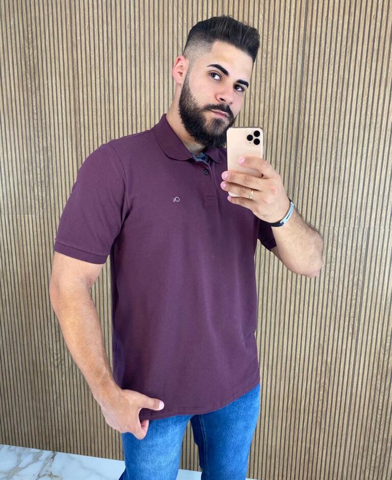 Camiseta Polo Essencial Slim Ogochi Vinho 1718 - Fernanda Ramos Store