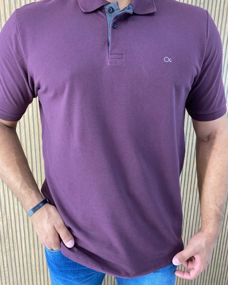 Camiseta Polo Essencial Slim Ogochi Vinho 1718 - Fernanda Ramos Store
