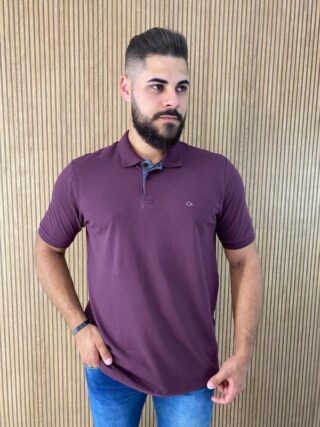 Camiseta Polo Essencial Slim Ogochi Vinho 1718 - Fernanda Ramos Store