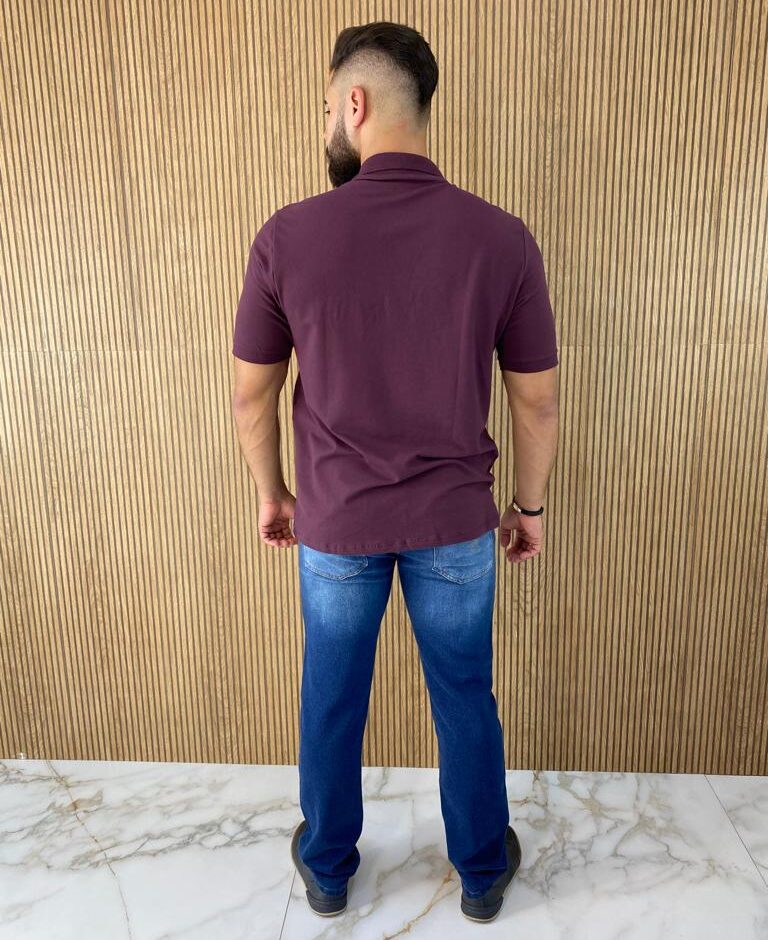 Camiseta Polo Essencial Slim Ogochi Vinho 1718 - Fernanda Ramos Store
