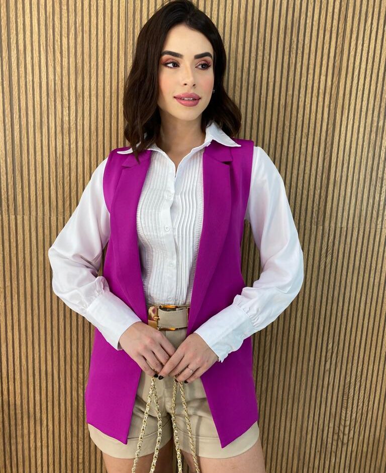 Colete Feminino Bolsos Falsos Fúcsia - Fernanda Ramos Store