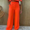 Conjunto Feminino Alfaiataria Cropped e Calça Laranja Flúor - Fernanda Ramos Store