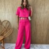 Conjunto Feminino Alfaiataria Cropped e Calça Pink Fernanda Ramos Store