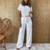 Conjunto Feminino Calça e Cropped Jéssica Branco Fernanda Ramos Store