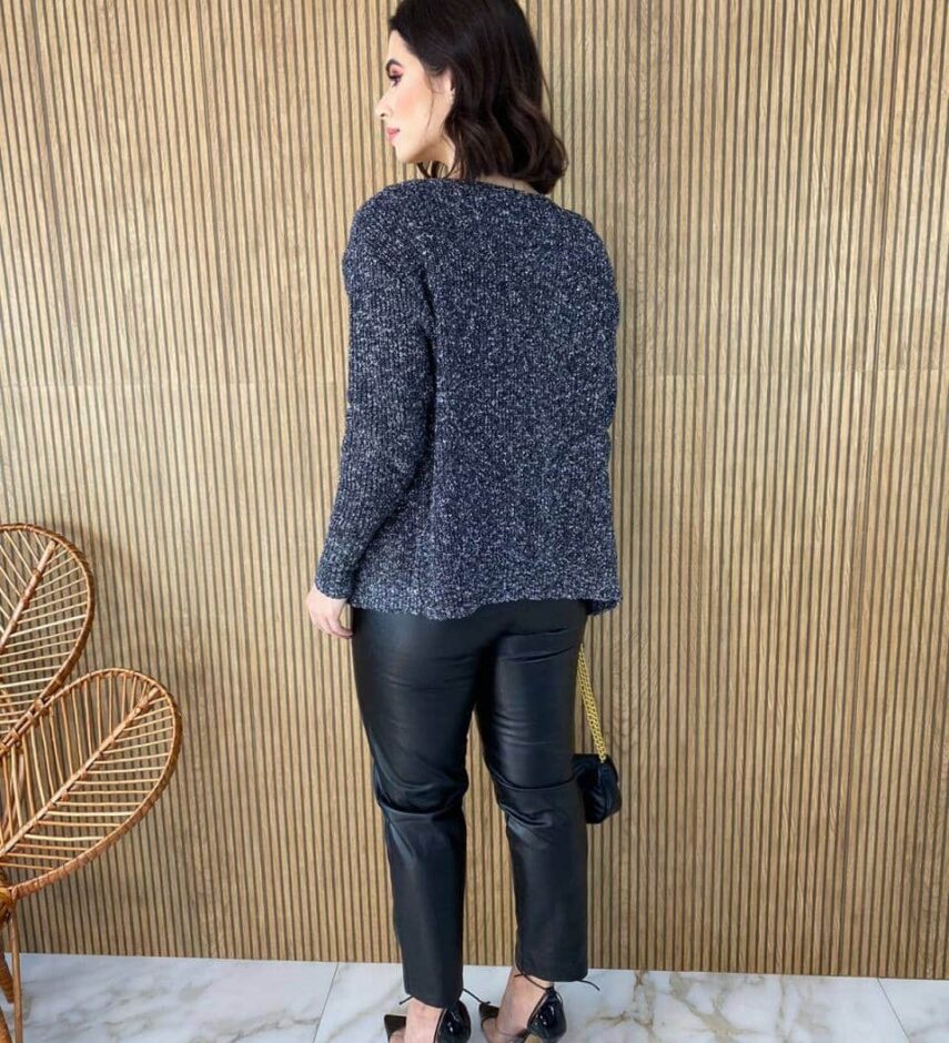 Conjunto Feminino Twin Set Casaco e Cropped Tricot Cinza - Fernanda Ramos Store