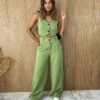 Conjunto Feminino Elena Cropped e Calça Pantalona Verde Fernanda Ramos Store