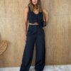 Conjunto Feminino Elena Cropped e Calça Pantalona Preto Fernanda Ramos Store