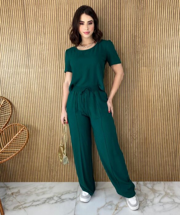 Conjunto Feminino Fernanda Cropped e Calça Verde Fernanda Ramos Store