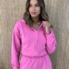 Conjunto Feminino Moletom Calça e Jaqueta Rosa - Fernanda Ramos Store