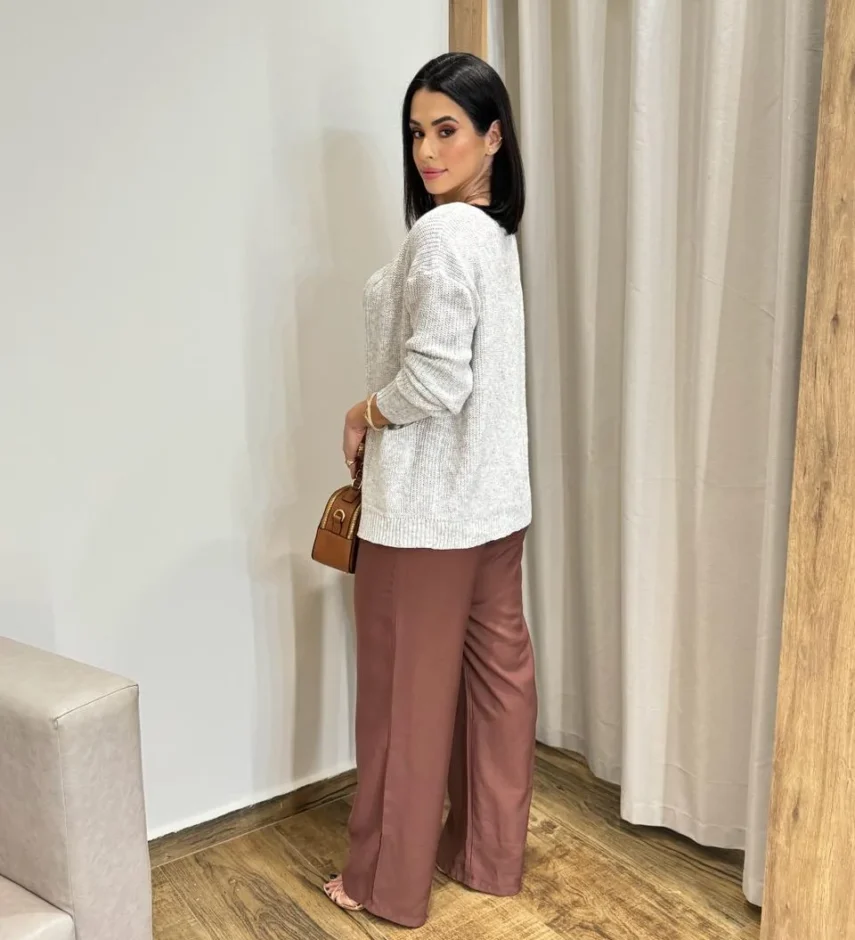 Conjunto Feminino Twin Set Casaco e Cropped Tricot Mesclado - Fernanda Ramos Store