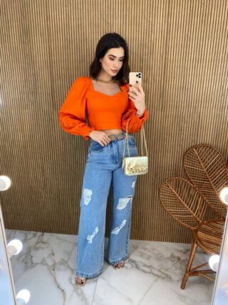 fernandaramosstore com br cropped feminino manga longa detalhe nas mangas laranja 1