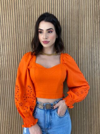 fernandaramosstore com br cropped feminino manga longa detalhe nas mangas laranja 2