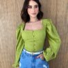 Cropped Feminino Manga Longa Elisa Verde Fernanda Ramos Store