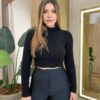 Cropped Feminino Manga Longa Tricot Aline Preto - Fernanda Ramos Store
