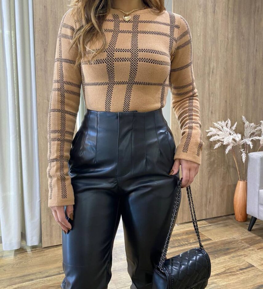 Cropped Feminino Manga Longa Tricot Maia Bege - Fernanda Ramos Store