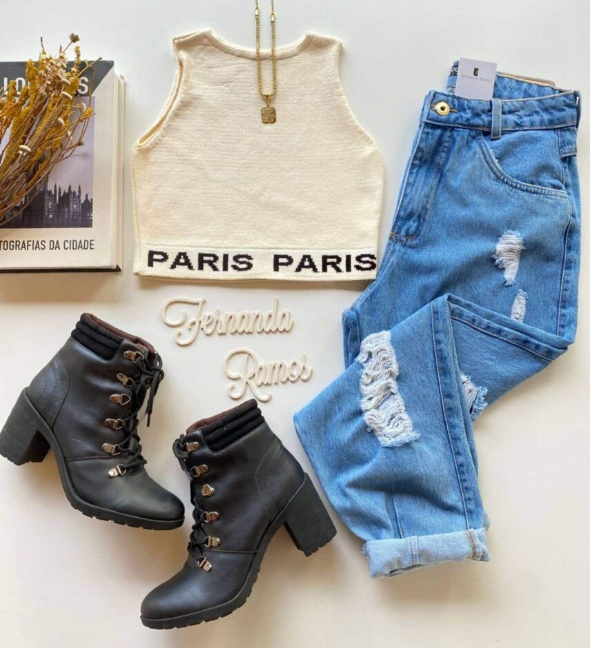 Cropped Feminino sem Bojo Tricot Paris Off White Fernanda Ramos Store