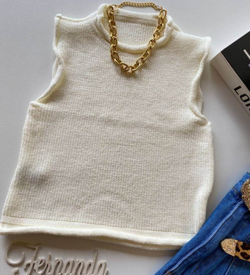 Cropped Feminino Tricot Luiza Branco - Fernanda Ramos Store