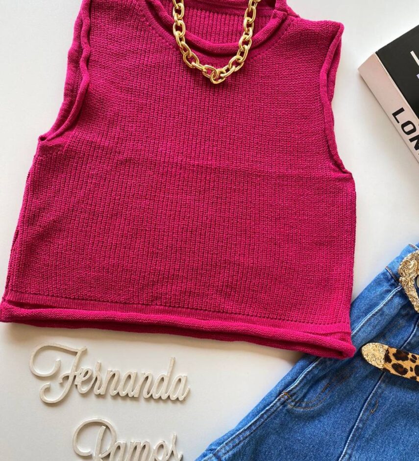 Cropped Feminino Tricot Luiza Pink - Fernanda Ramos Store
