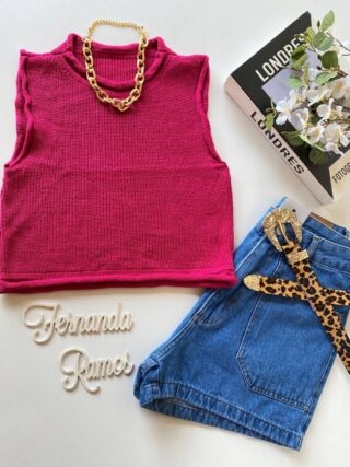 Cropped Feminino Tricot Luiza Pink Fernanda Ramos Store